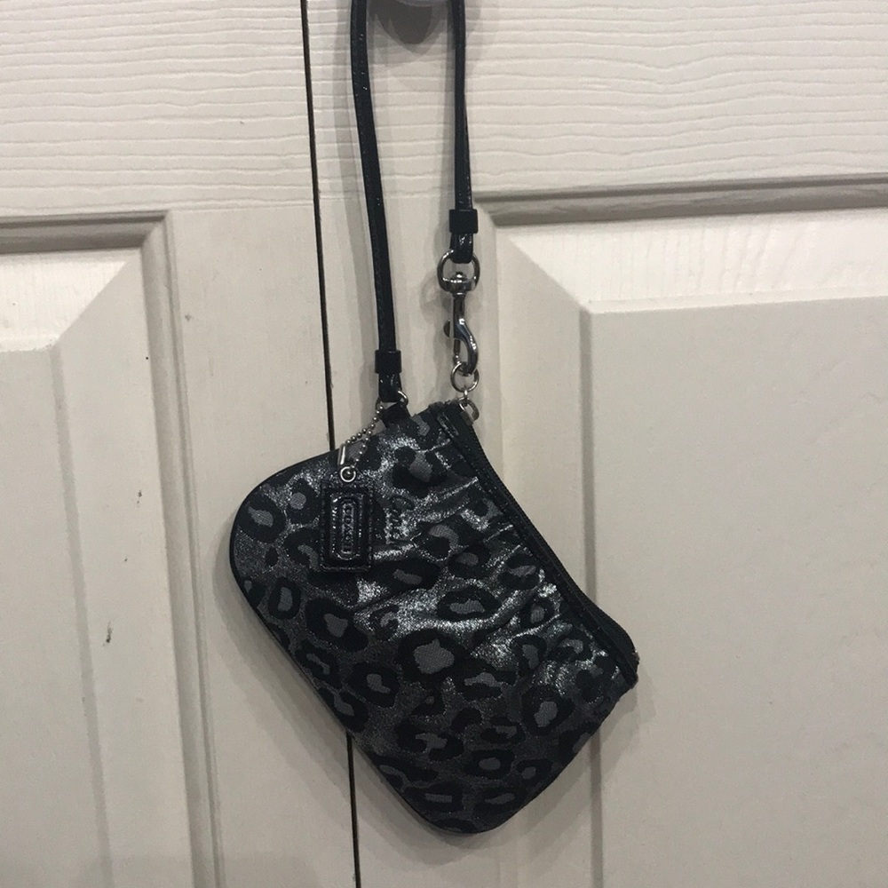 Black and Silver Cheetah Print Coach Wristlet